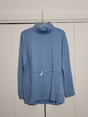 Summersalt Light Blue Turtleneck Pullover With Drawstring Waist